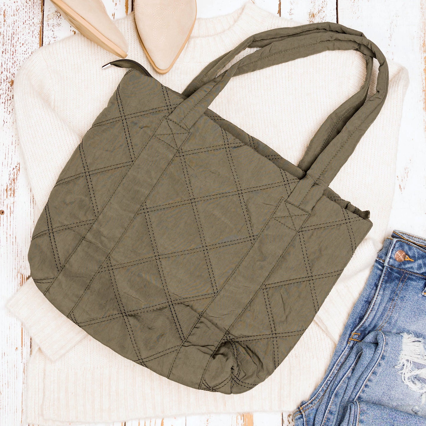 Puffed Quilted Tote