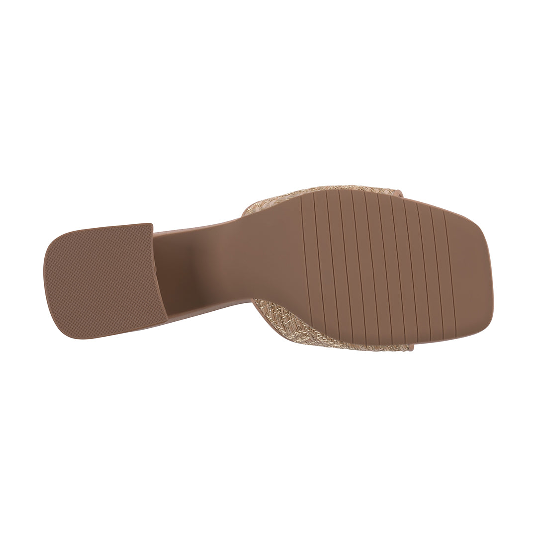 Wanda Hardware Block Heel Sandal in Nude