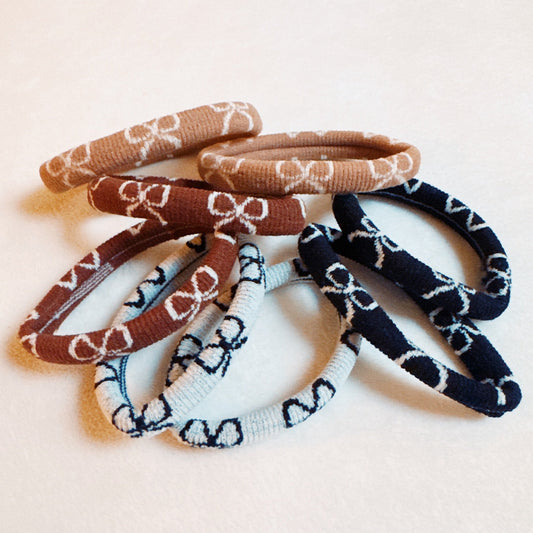 Bow Patterned Hair Ties Set of 8