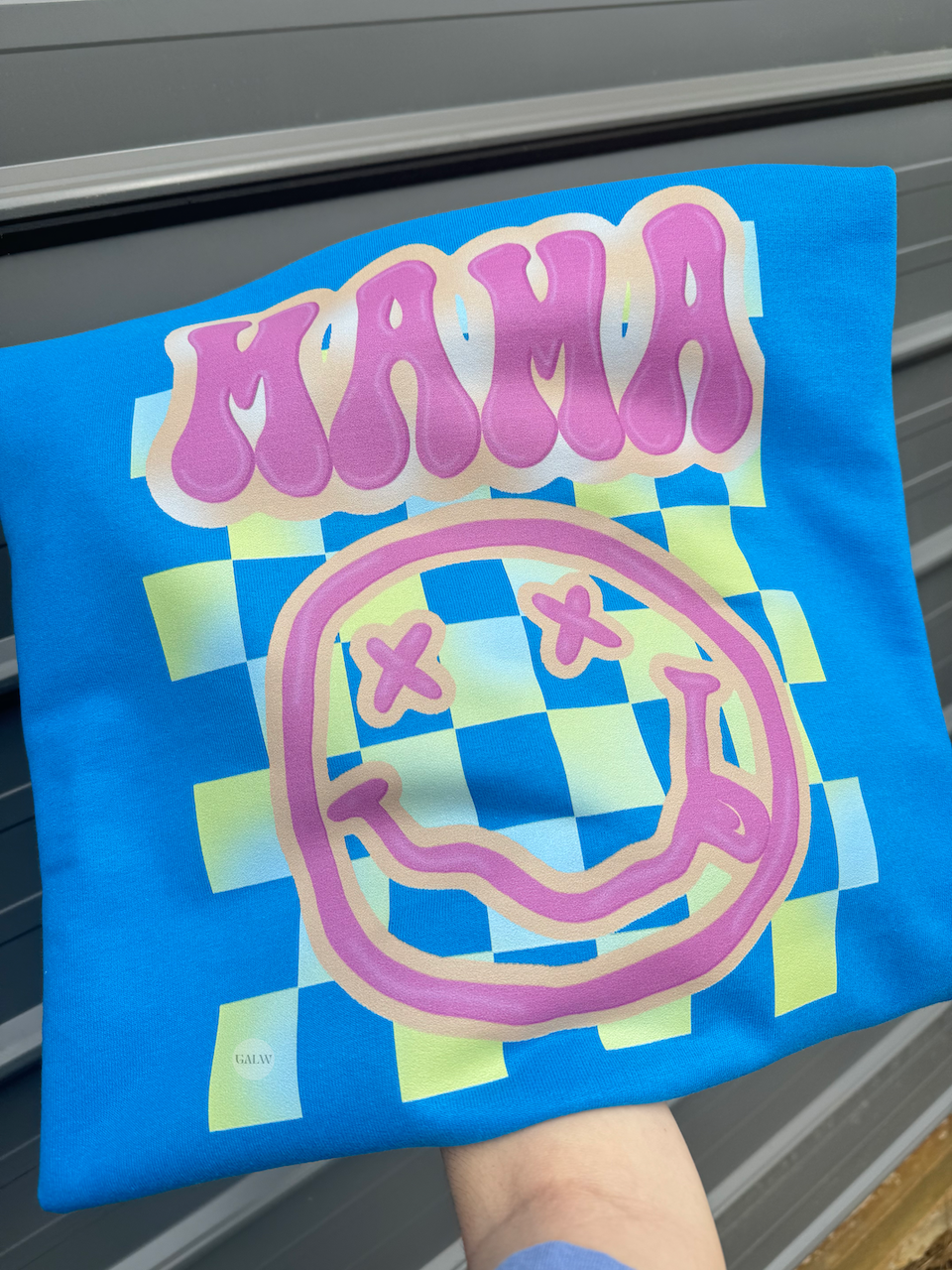 Mama Neon Checker Face Tee or Sweatshirt