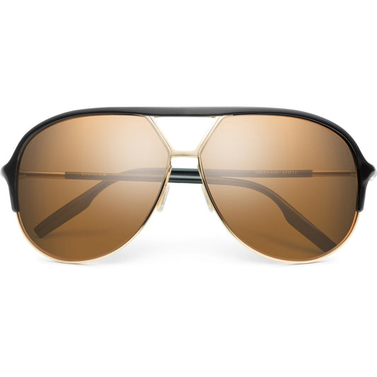 Division Aviator Sunglasses in Polished Black Gold with Bronze Lens