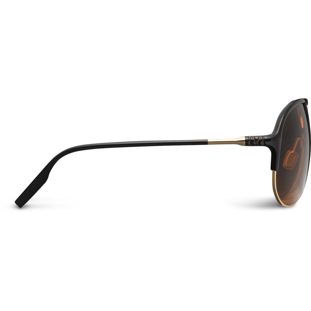 Division Aviator Sunglasses in Polished Black Gold with Bronze Lens