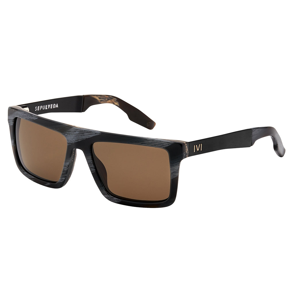 Sepulveda Flat Top Sunglasses in Polished Double Horn with Bronze Polarized Lens