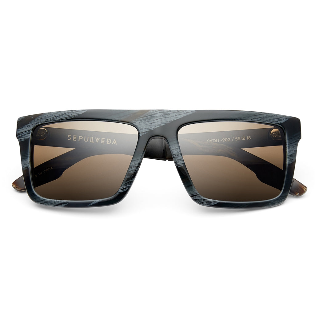 Sepulveda Flat Top Sunglasses in Polished Double Horn with Bronze Polarized Lens