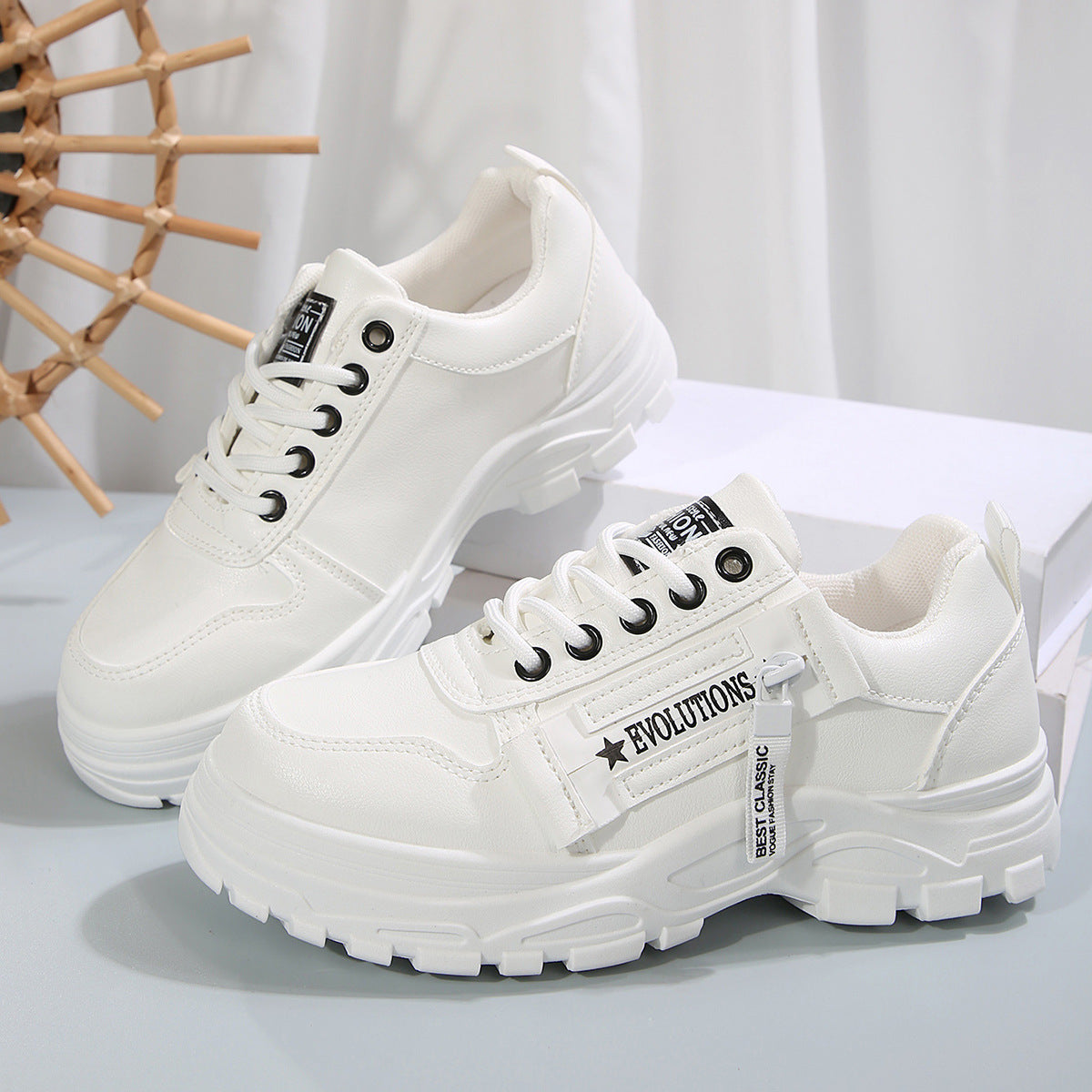 Lace Up Side Zipper Platform Sneakers
