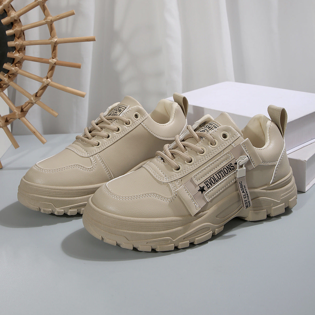 Lace Up Side Zipper Platform Sneakers