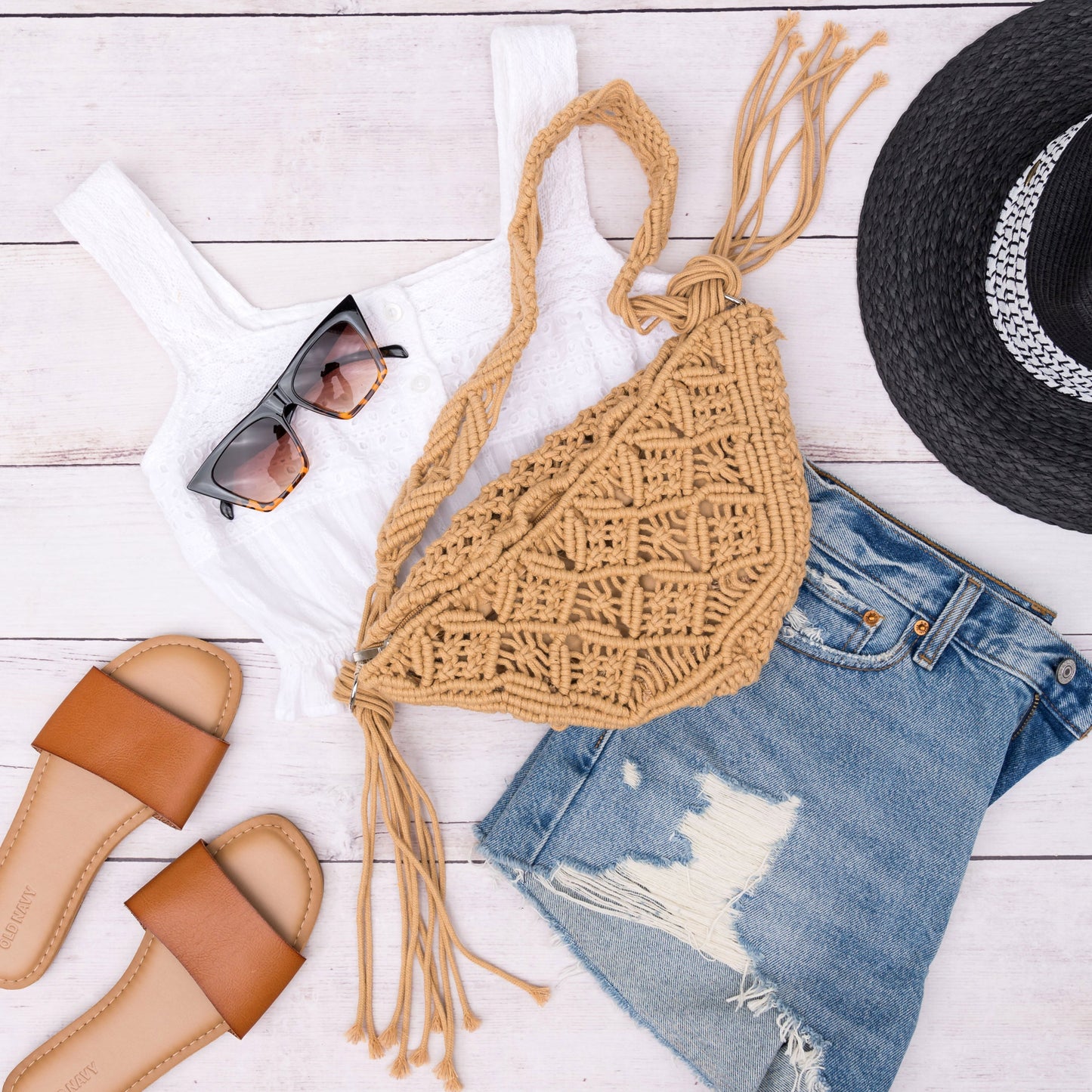 Macramé Tassel Sling Bag