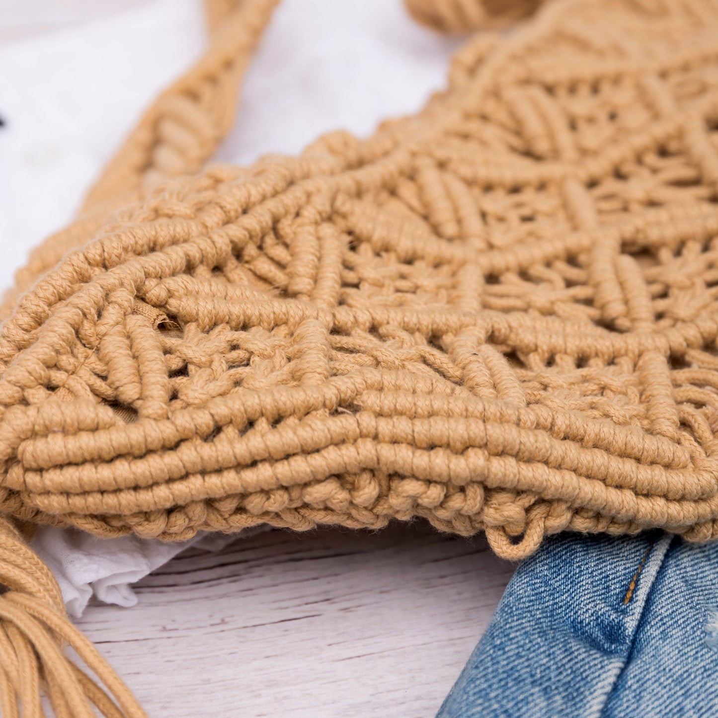 Macramé Tassel Sling Bag