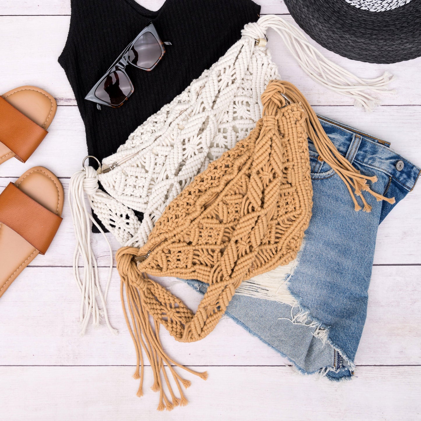 Macramé Tassel Sling Bag