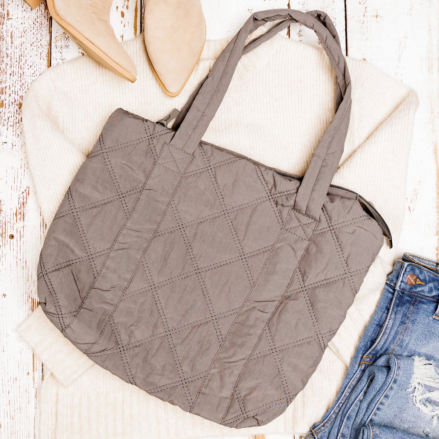 Puffed Quilted Tote