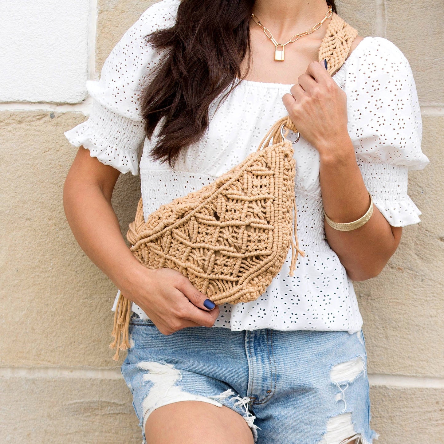 Macramé Tassel Sling Bag