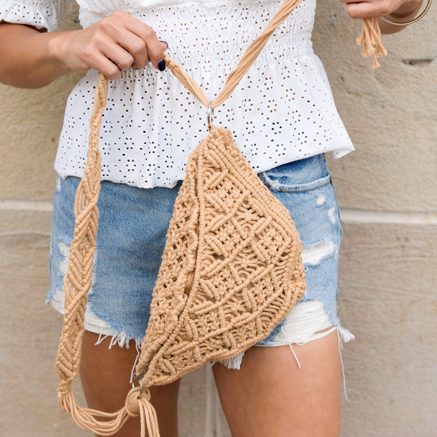 Macramé Tassel Sling Bag