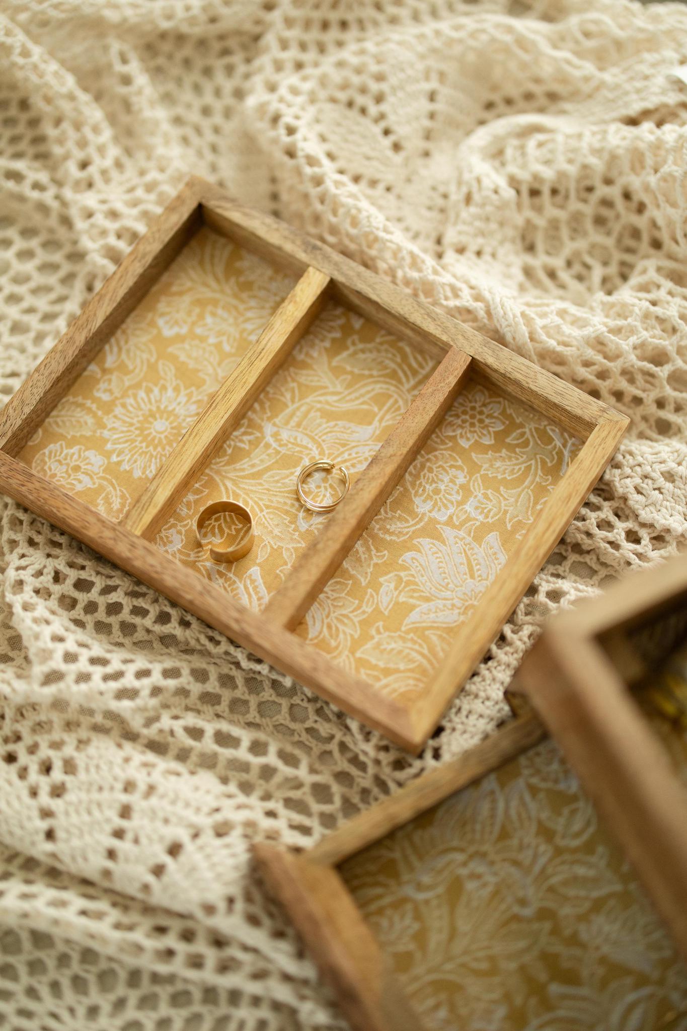 Hand-Carved Mango Wood Jewelry Box with Mirror & Drawer