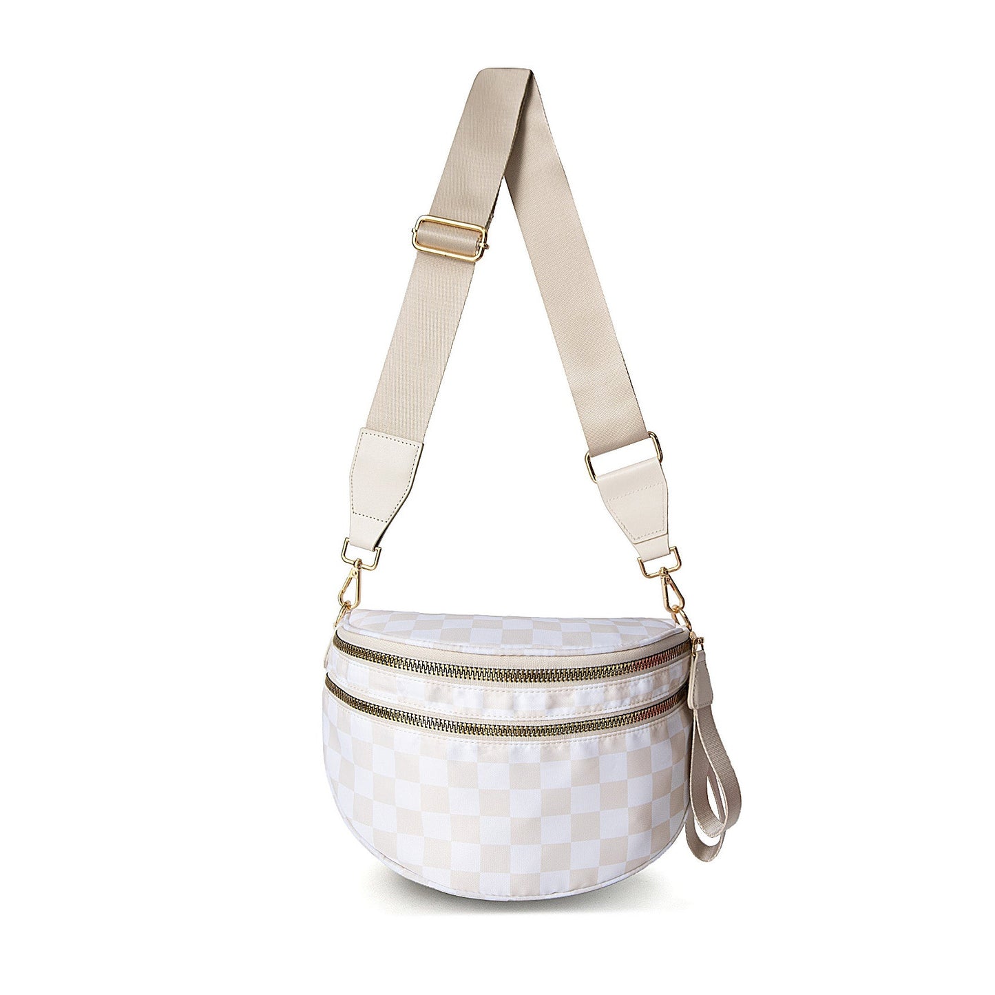 Frankie Oversize Double Zip Check Crescent Sling