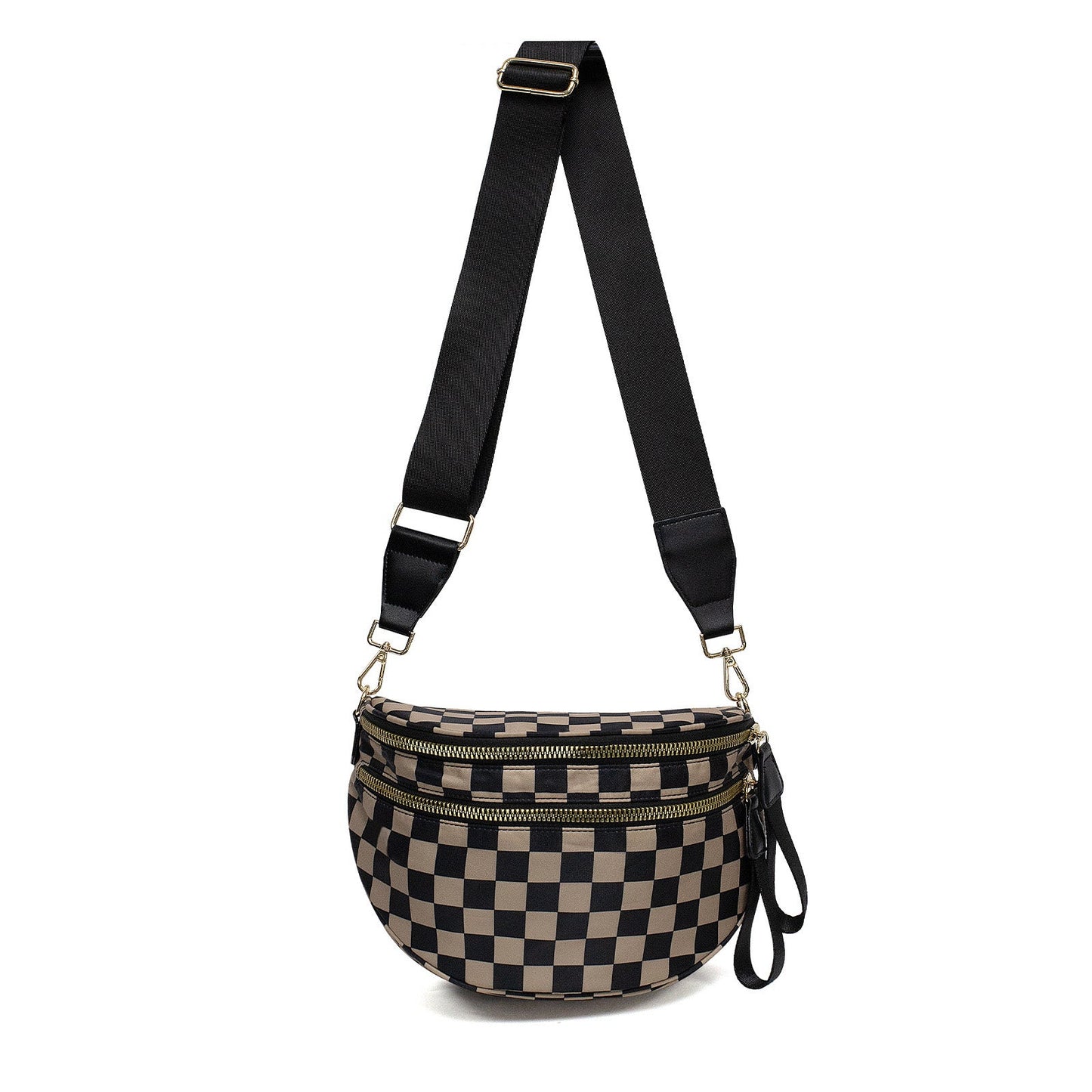 Frankie Oversize Double Zip Check Crescent Sling