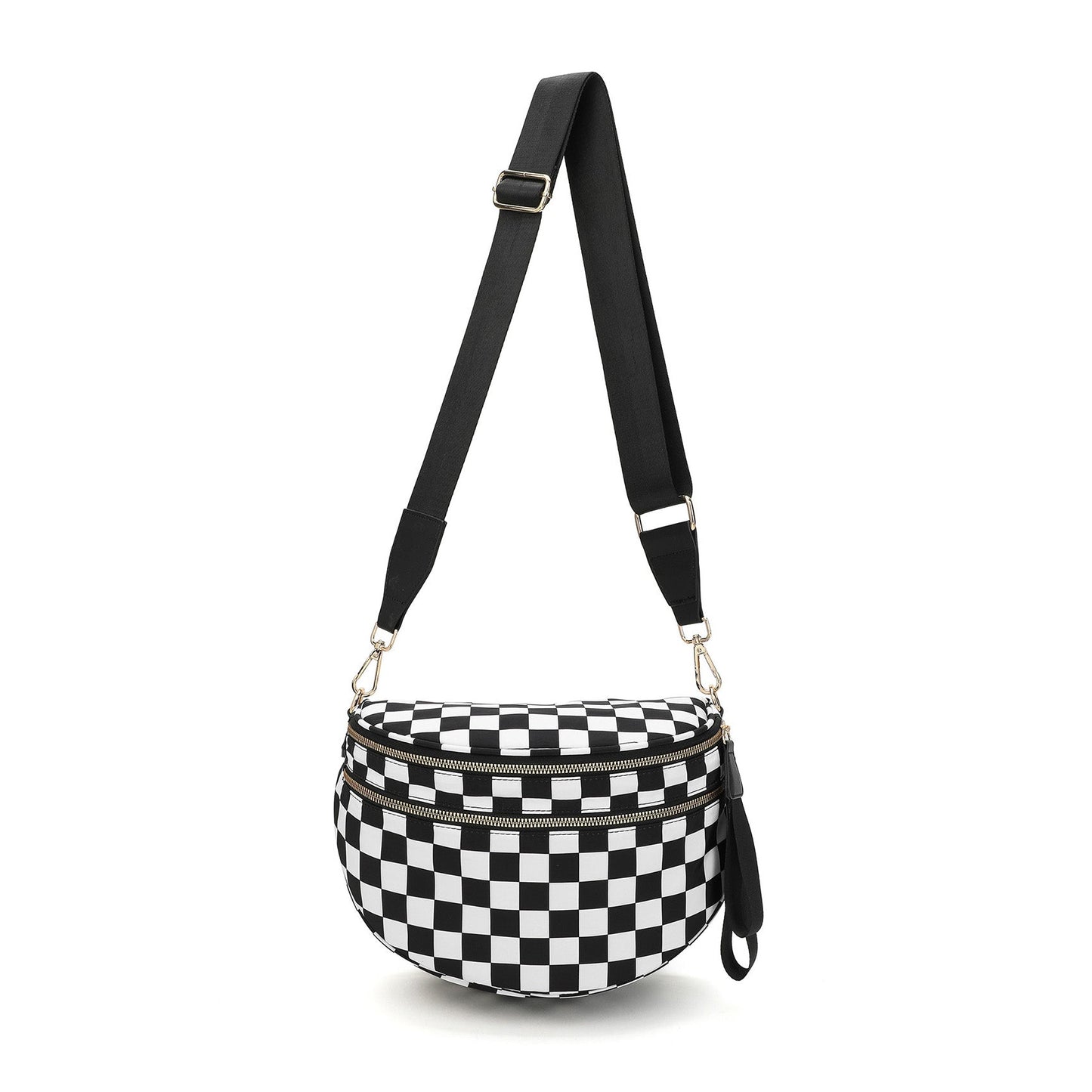Frankie Oversize Double Zip Check Crescent Sling