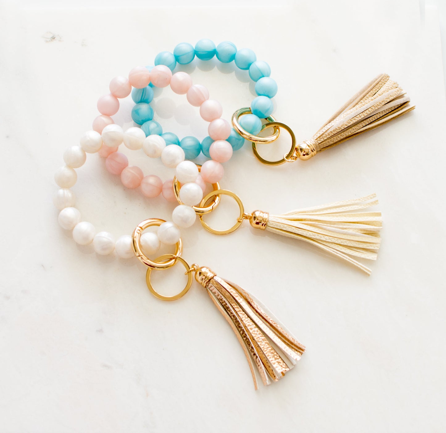 Silicone Beaded Key Ring Bracelet