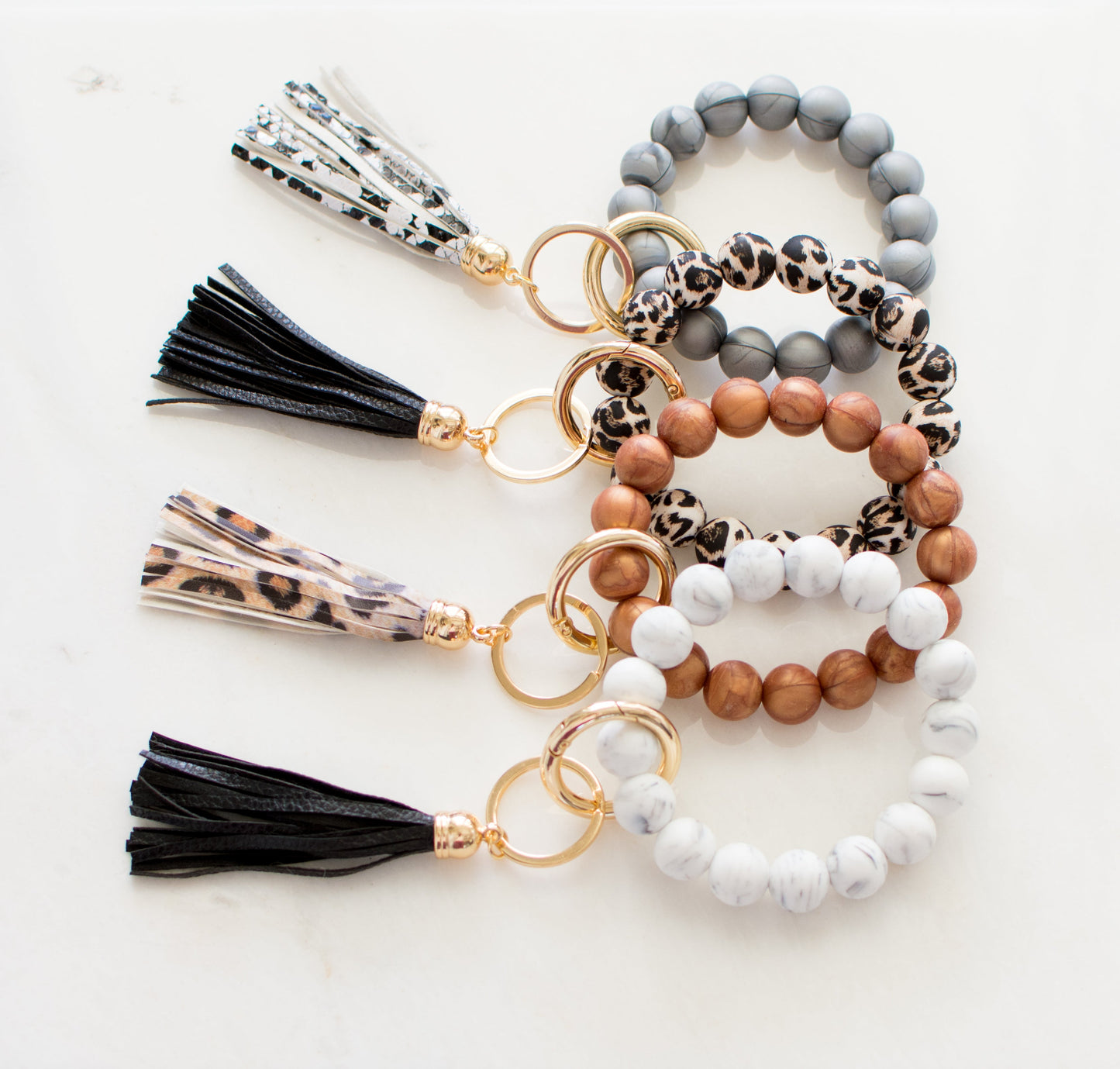 Silicone Beaded Key Ring Bracelet