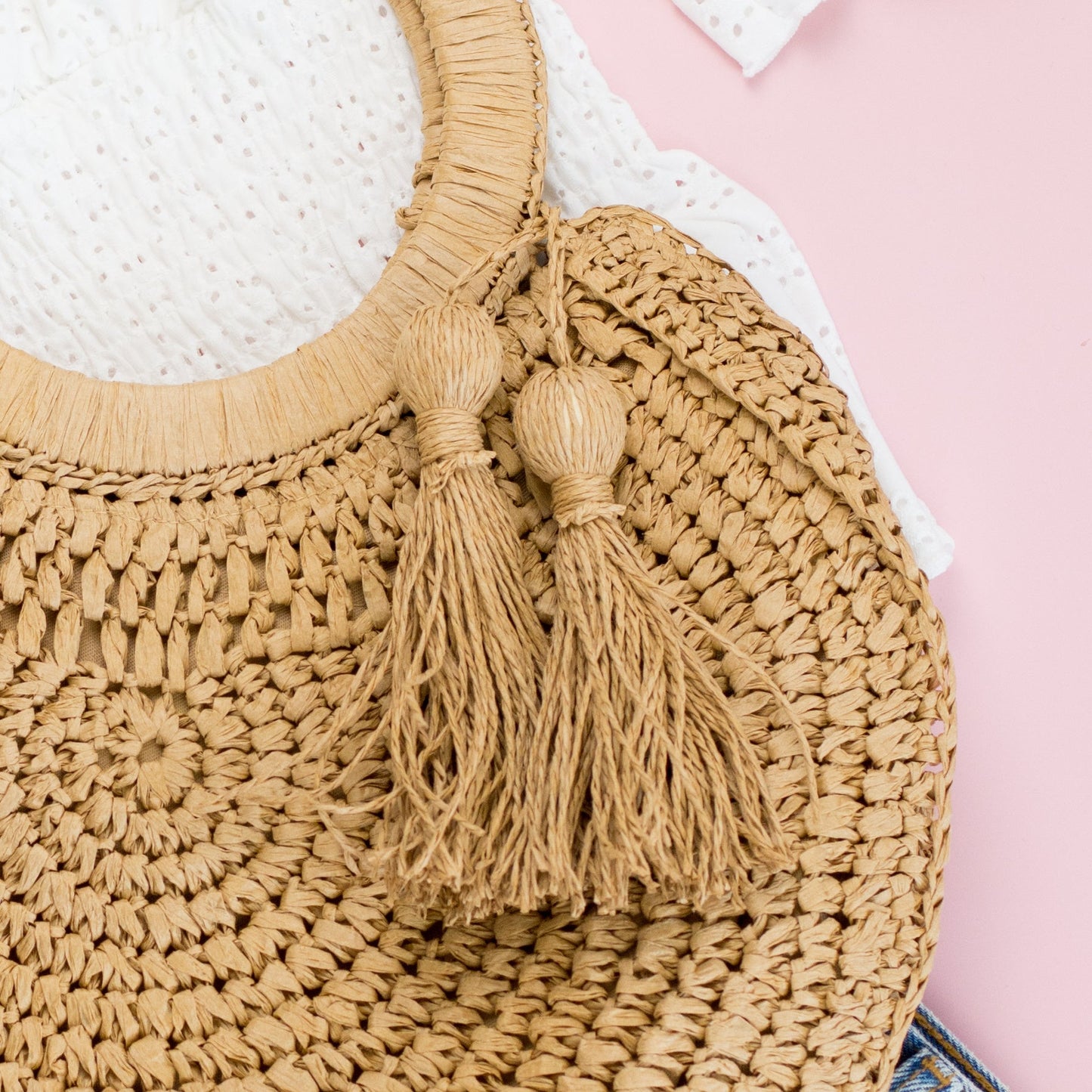 Tassel O-Ring Straw Tote