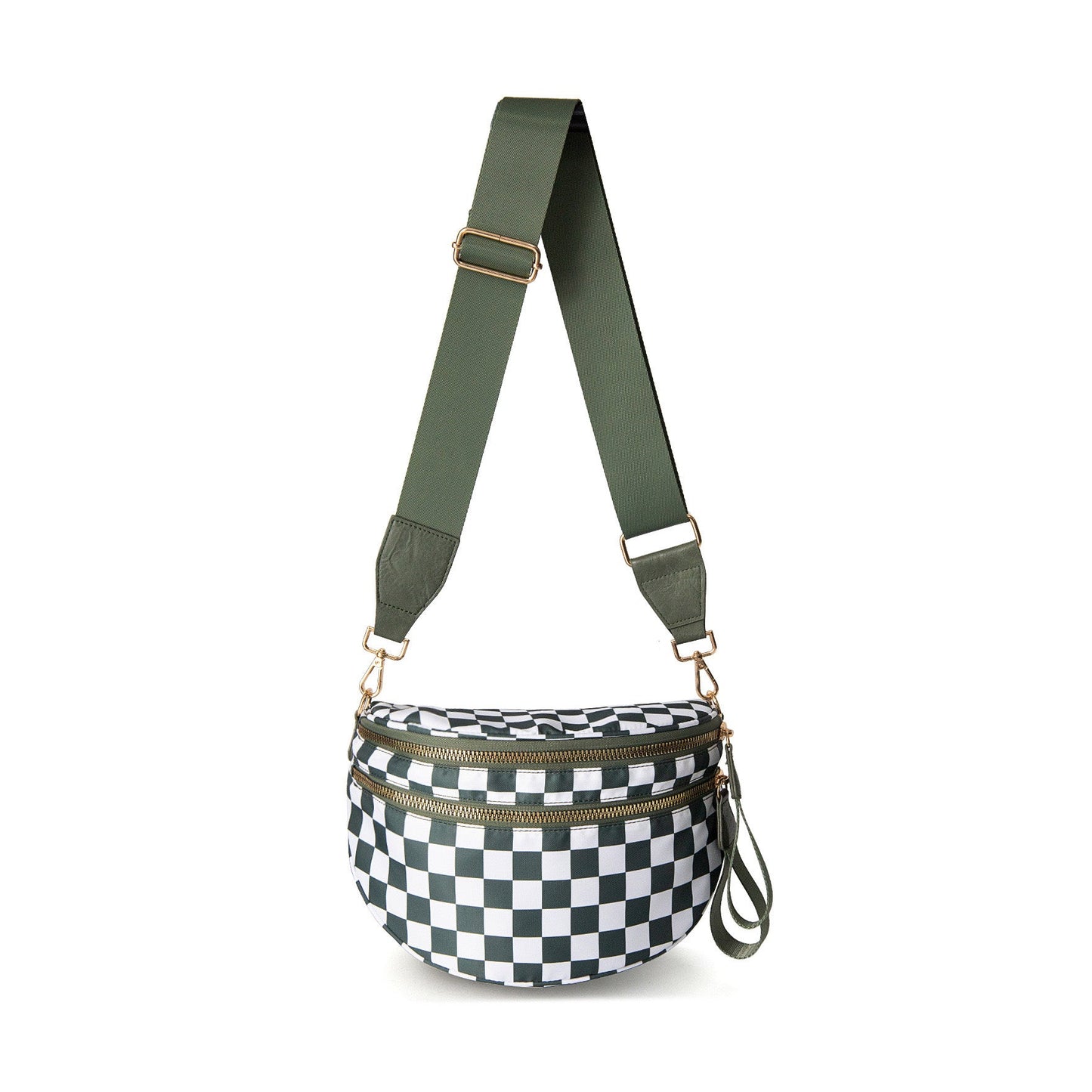 Frankie Oversize Double Zip Check Crescent Sling