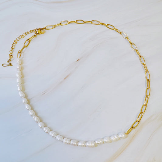 Freshwater Pearls and Chain Necklace