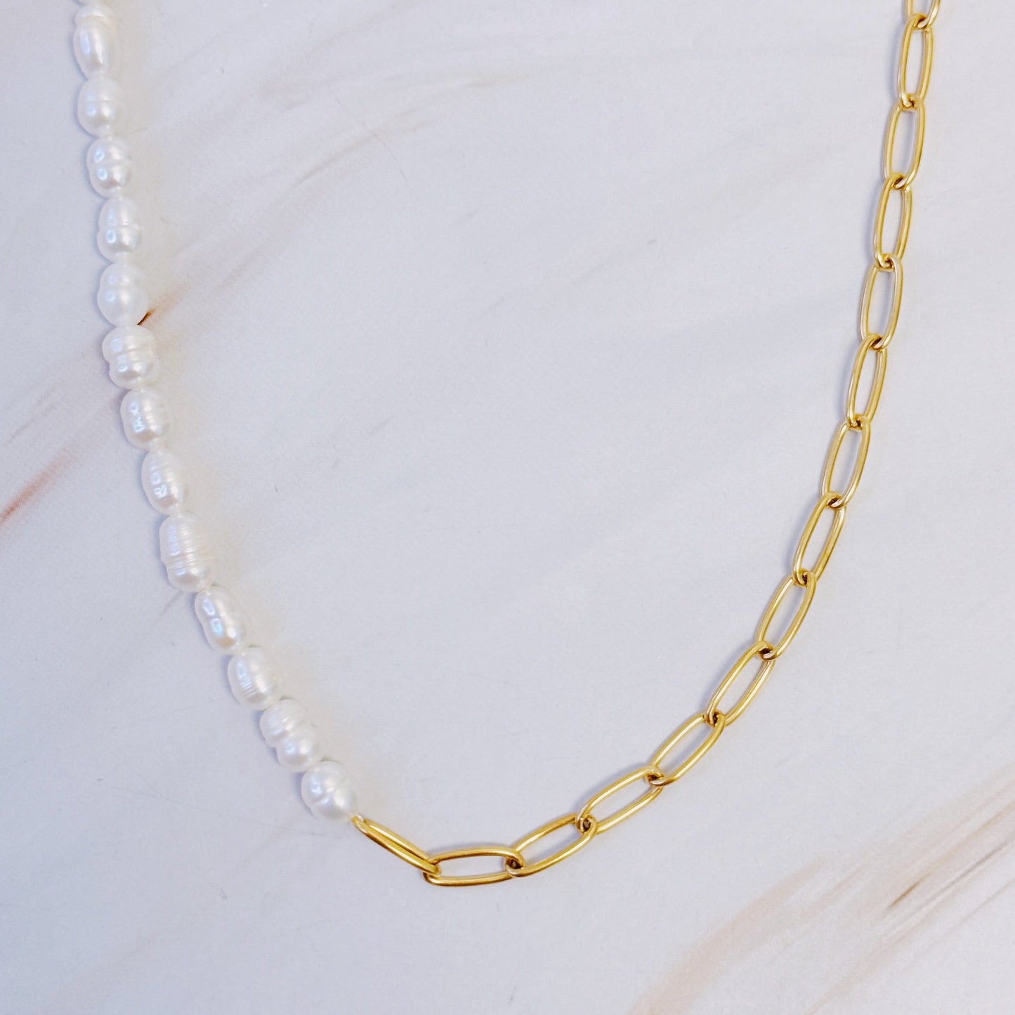 Freshwater Pearls and Chain Necklace