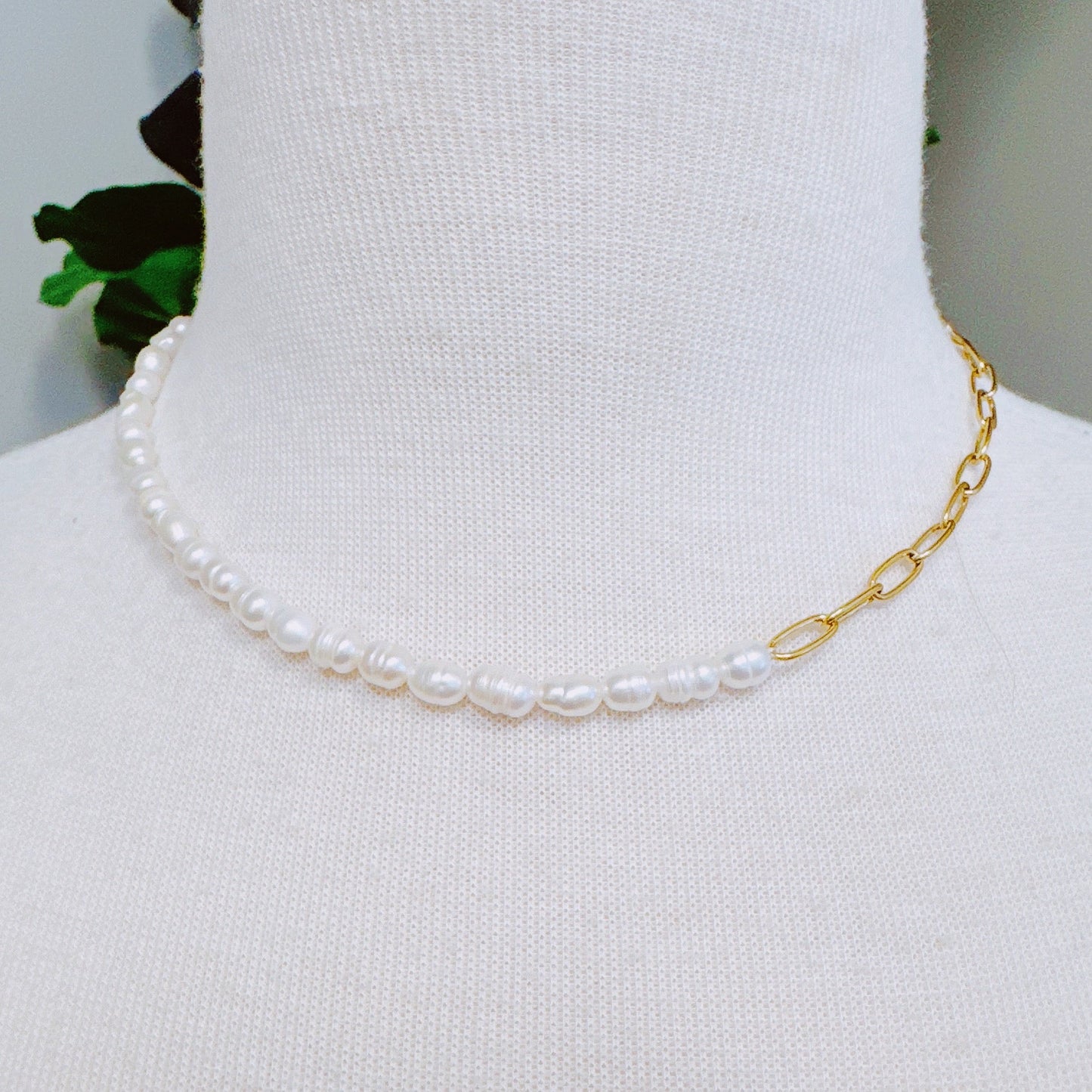 Freshwater Pearls and Chain Necklace