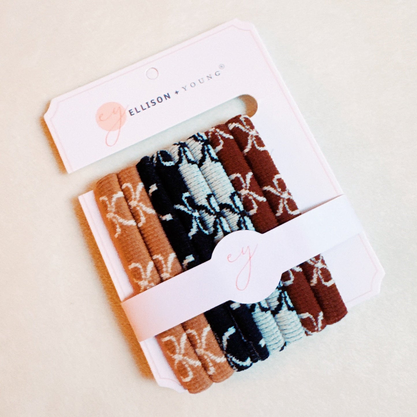 Bow Patterned Hair Ties Set of 8