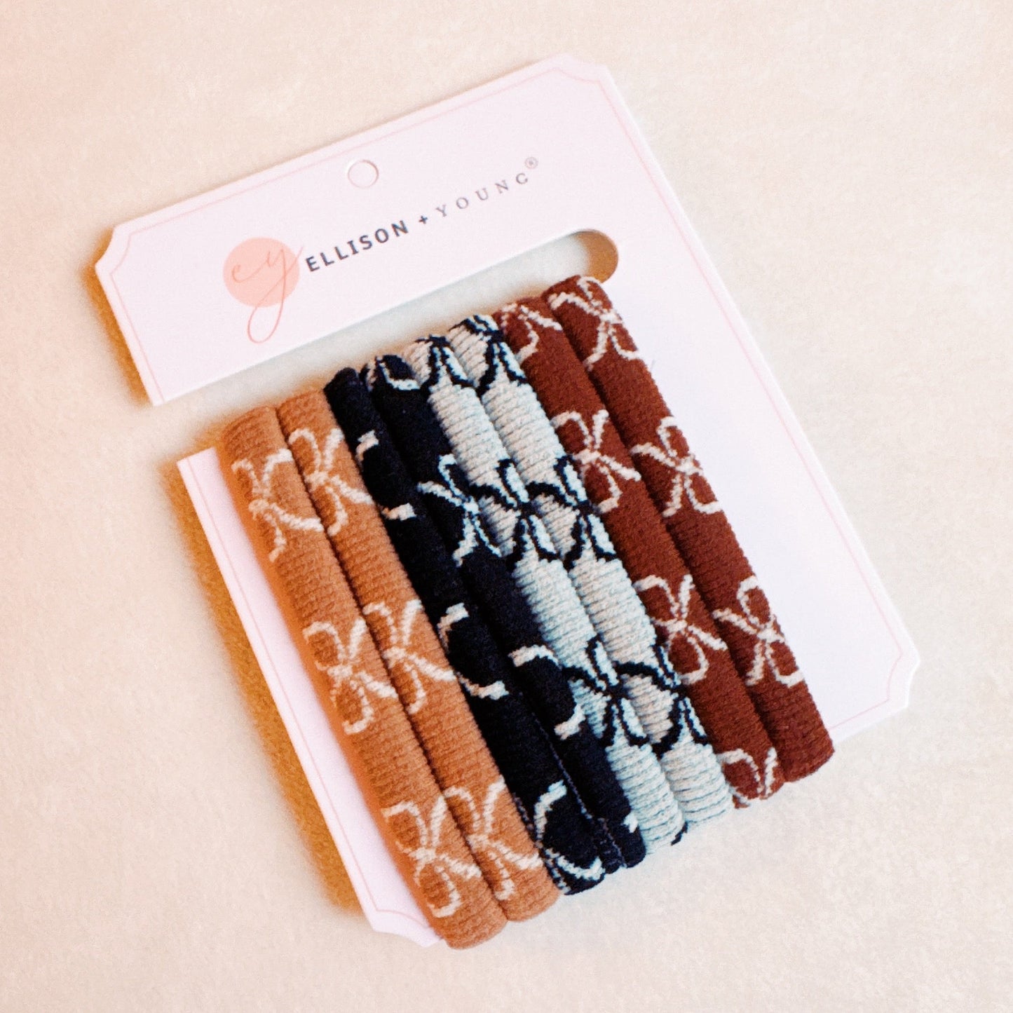 Bow Patterned Hair Ties Set of 8