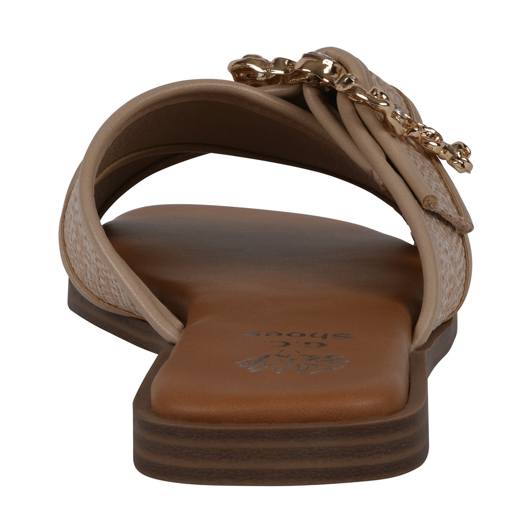 Ivy Woven Crisscross Flat Sandal in Natural