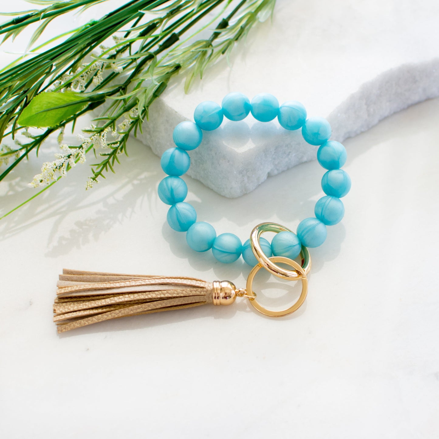 Silicone Beaded Key Ring Bracelet