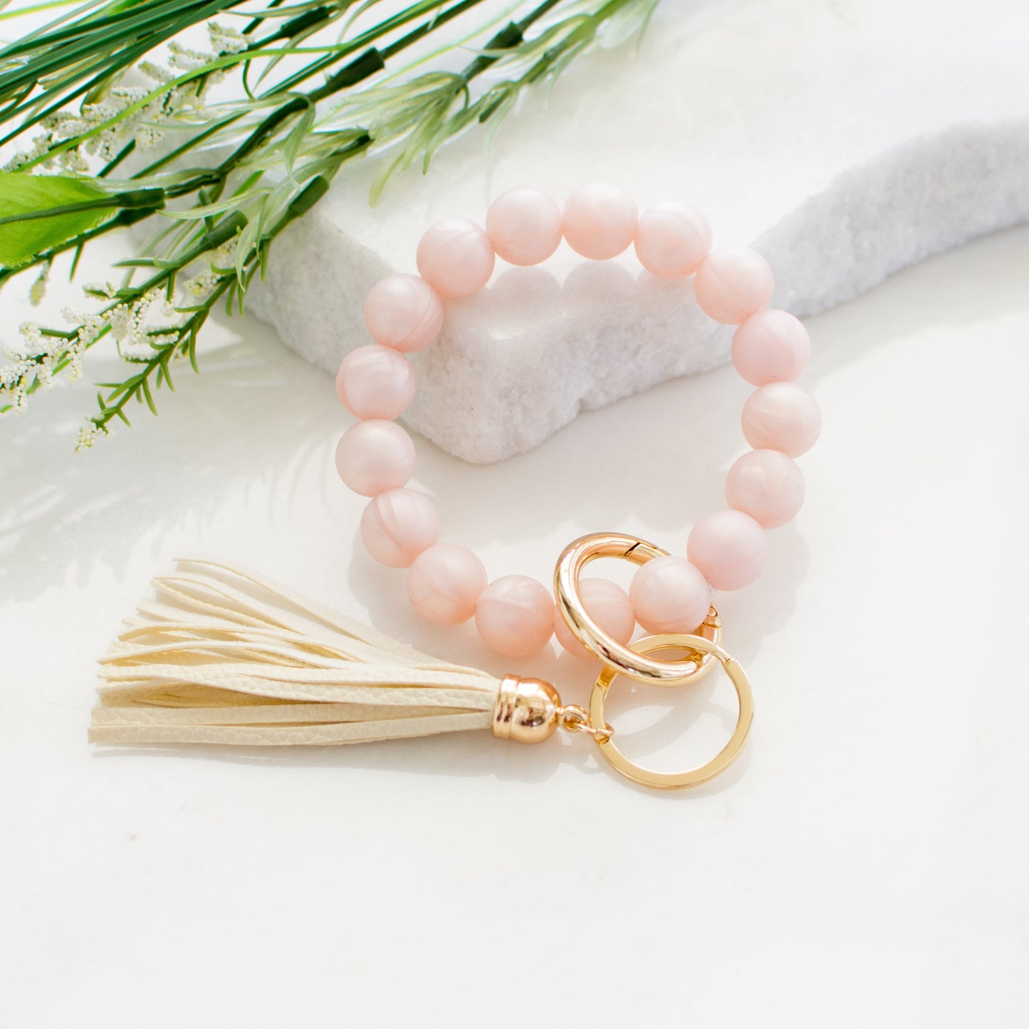 Silicone Beaded Key Ring Bracelet