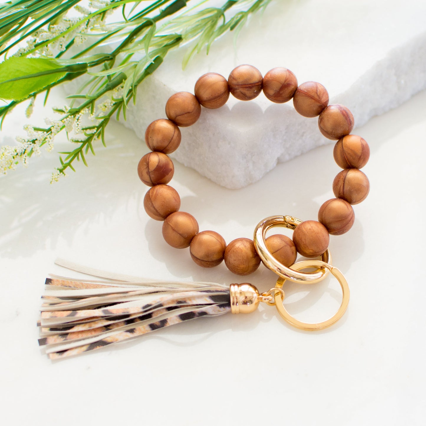 Silicone Beaded Key Ring Bracelet