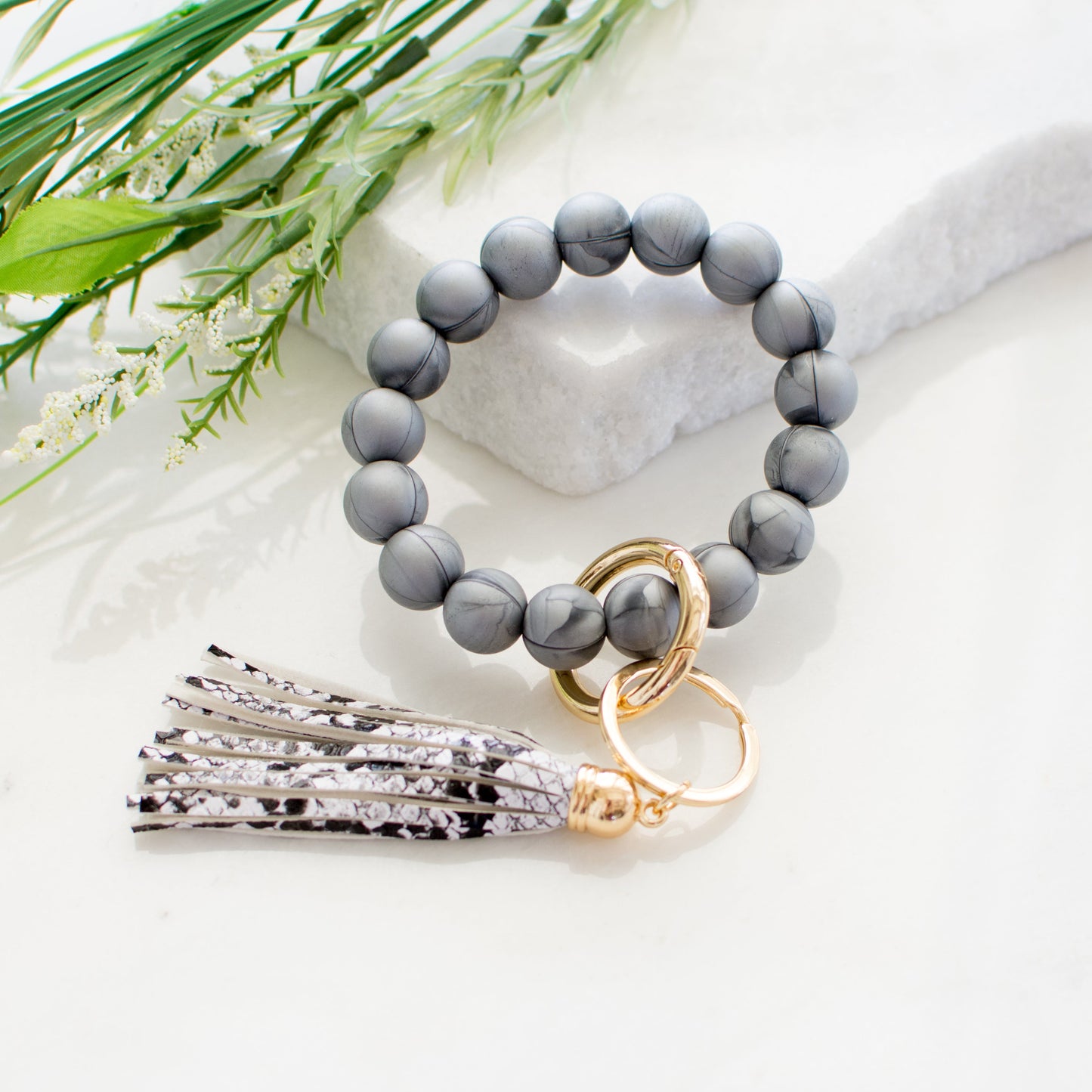 Silicone Beaded Key Ring Bracelet