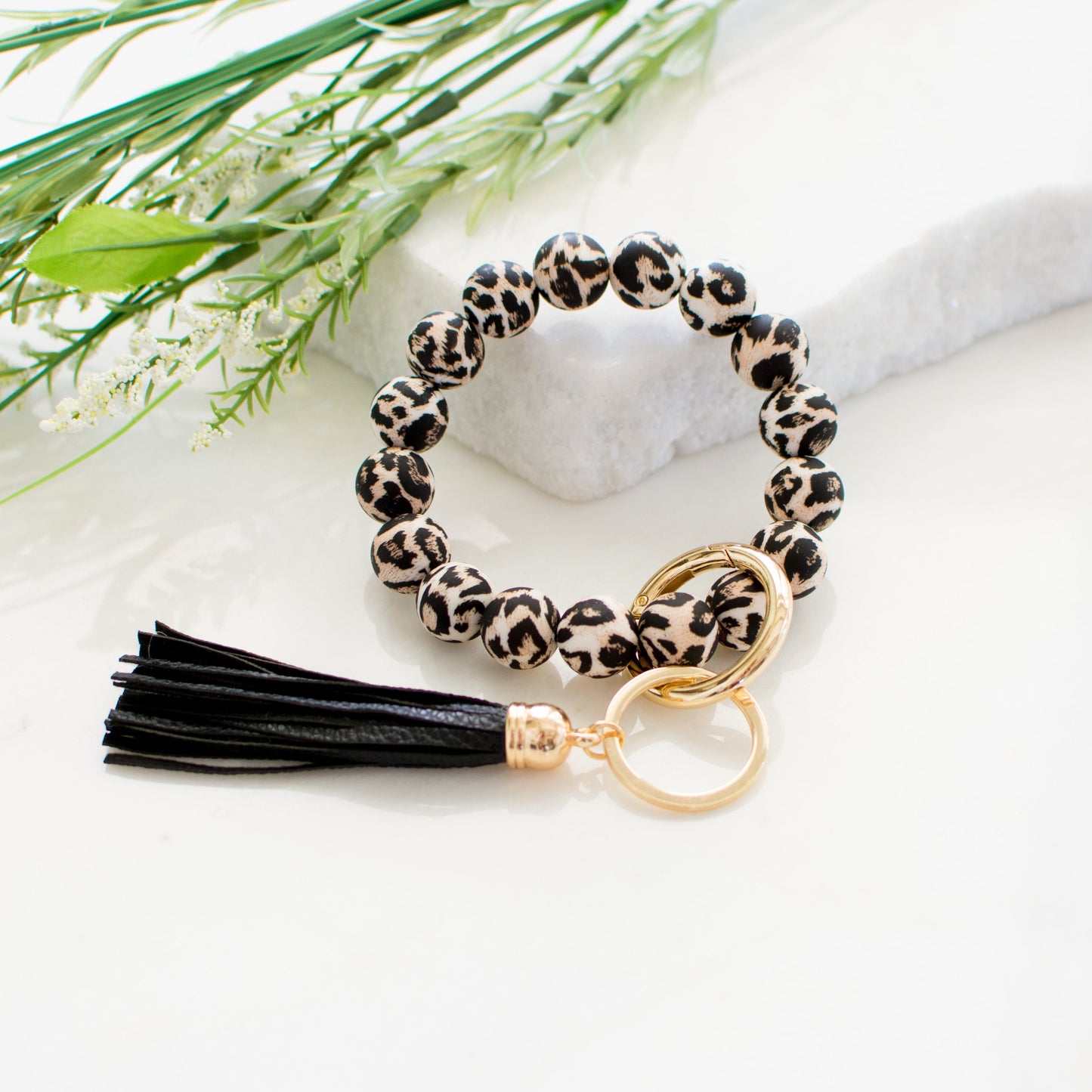 Silicone Beaded Key Ring Bracelet
