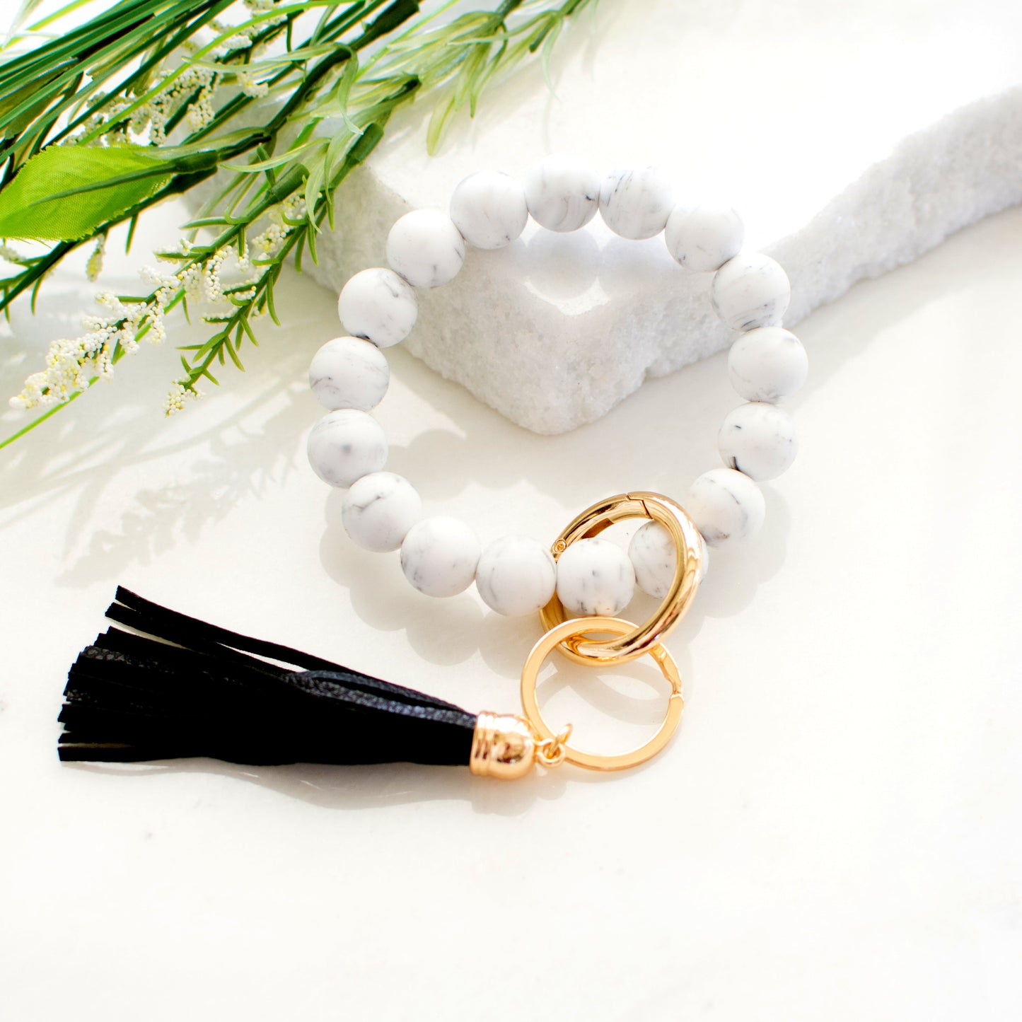 Silicone Beaded Key Ring Bracelet