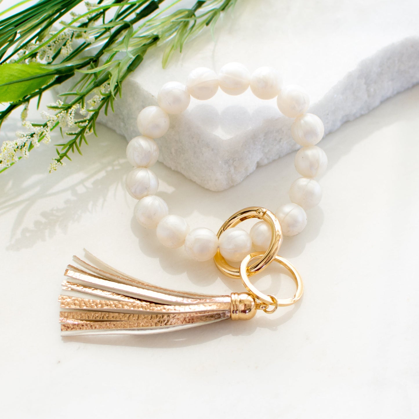 Silicone Beaded Key Ring Bracelet