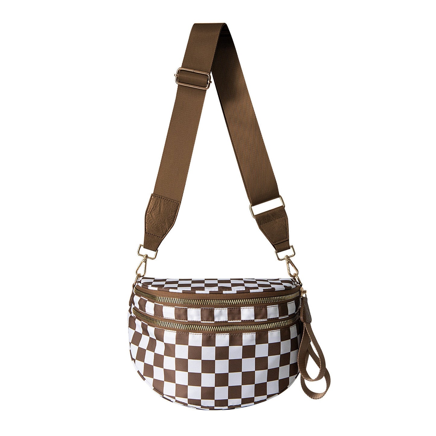 Frankie Oversize Double Zip Check Crescent Sling