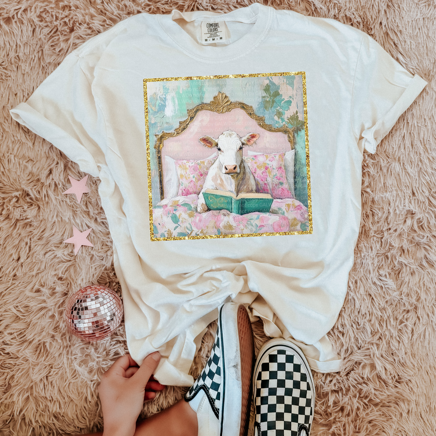 Floral Cow in Bed Graphic Tee or Sweatshirt