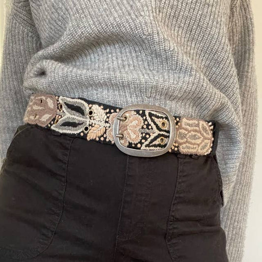 Wildroot Artisan Embroidered Belt in Black