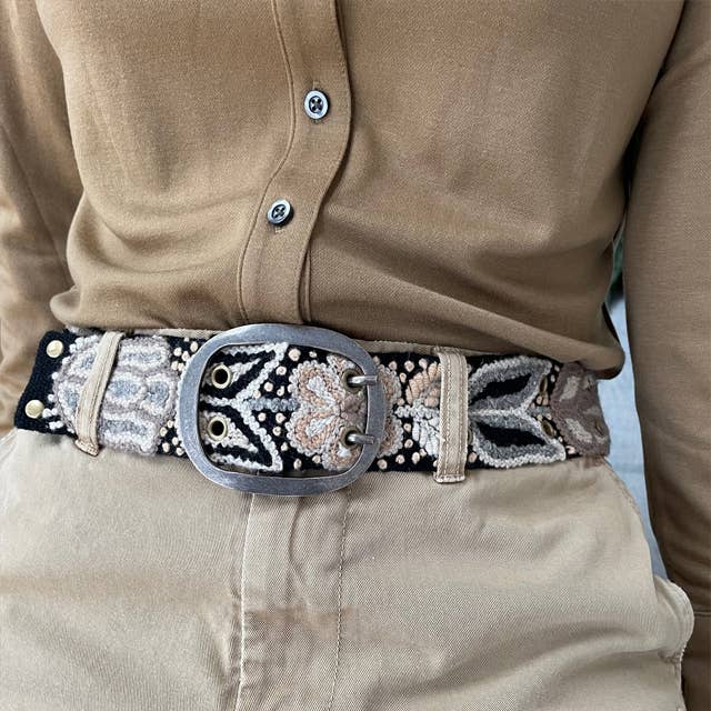 Wildroot Artisan Embroidered Belt in Black