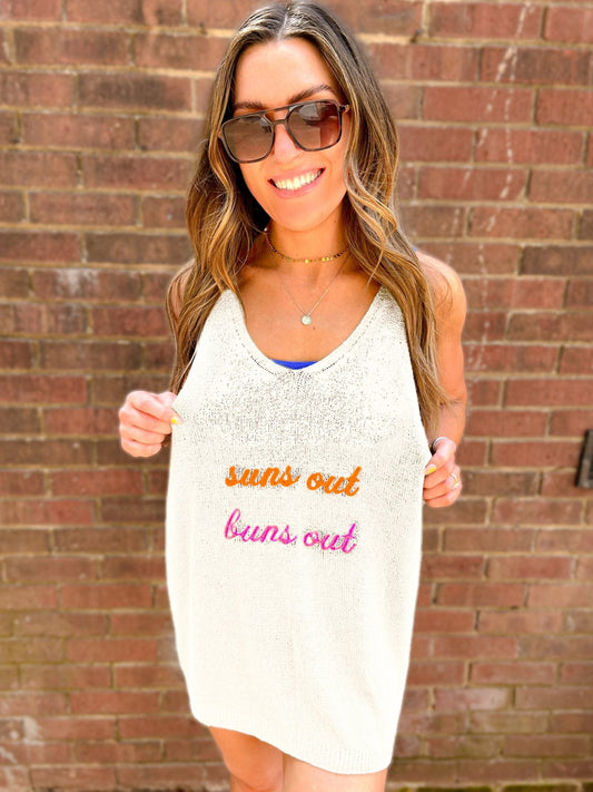 Suns Out, Buns Out Lightweight Knit Tank Dress Coverup
