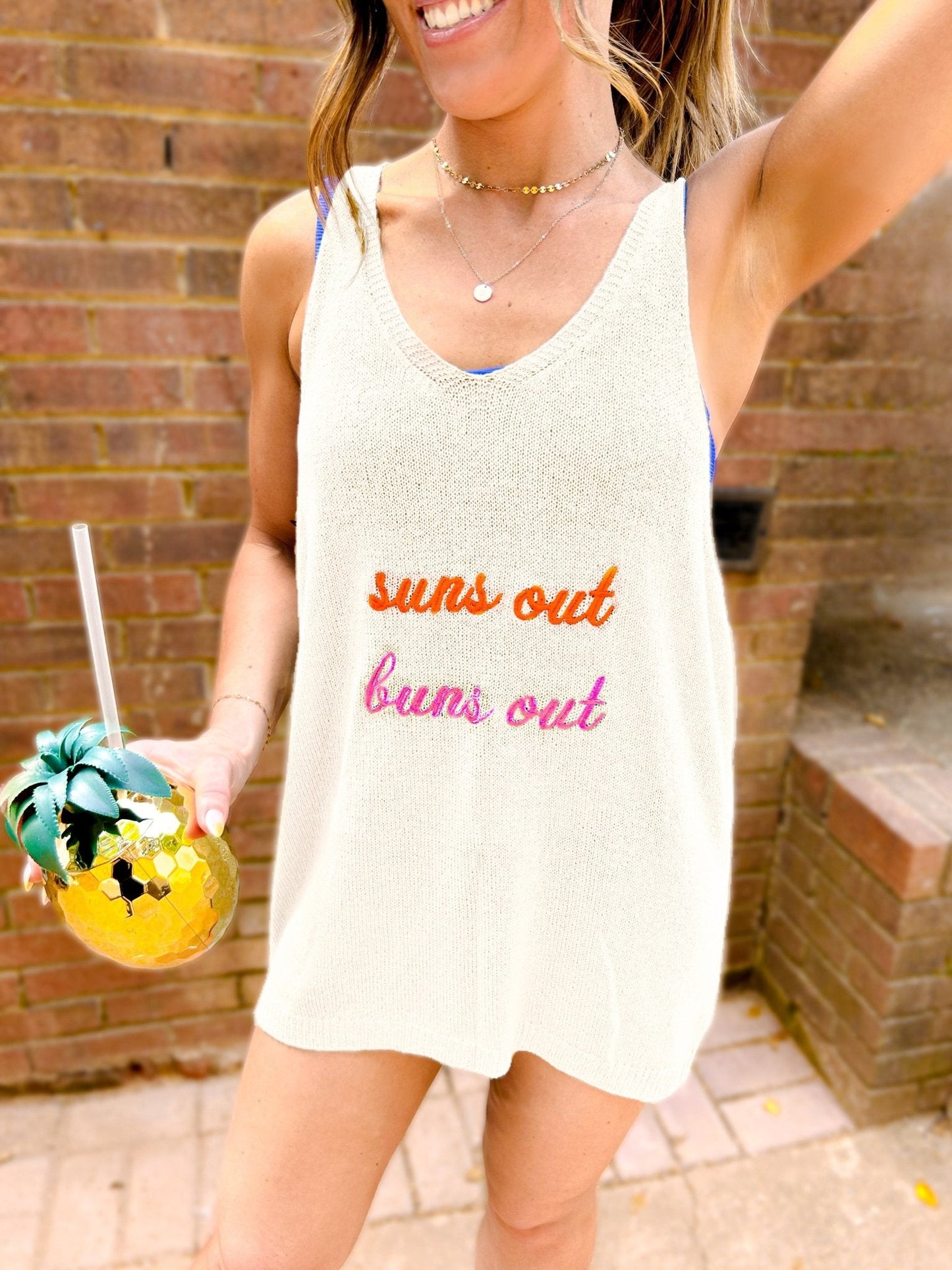 Suns Out, Buns Out Lightweight Knit Tank Dress Coverup