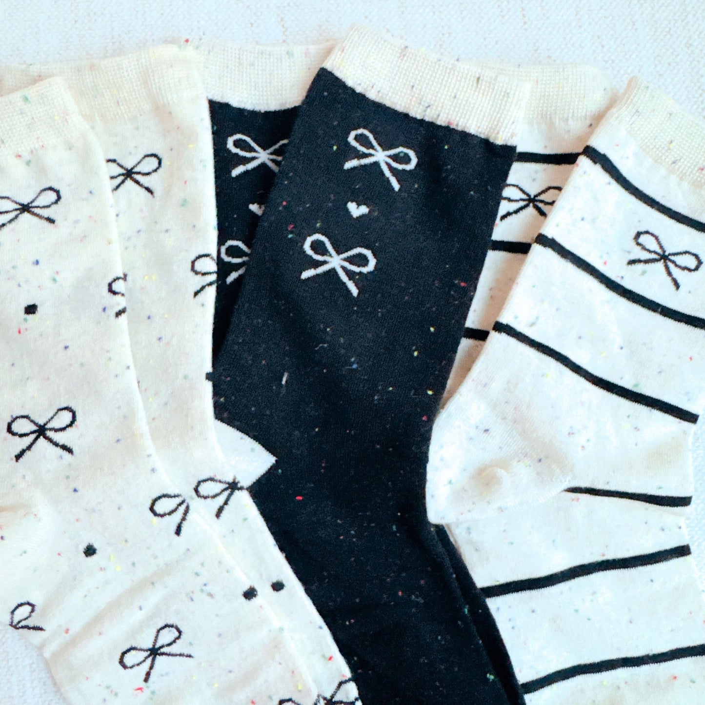 Unique Mix of Bows Socks Set of 3