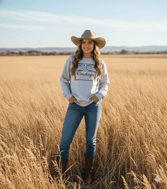 Wild West Cowboys Western Beer Logo Graphic Sweatshirt